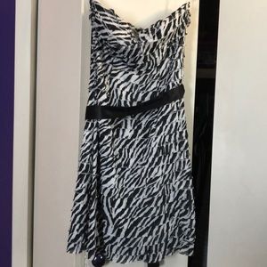 Strapless zebra print dress